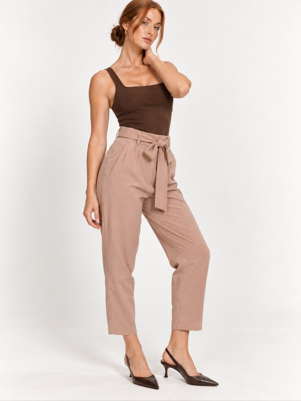 Wilfred Aritzia Blush Pink Tie Waist Cropped Pants Size 2